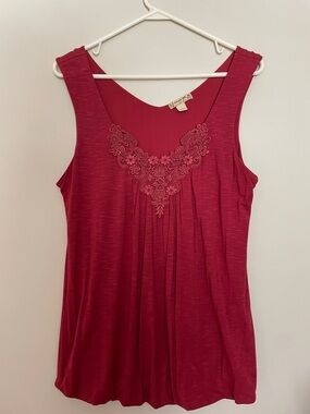 Energie Raspberry Floral Applique Sleeveless Tank